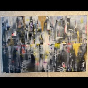 24”x36” ink and acrylic painting. Great talking piece for office or home.